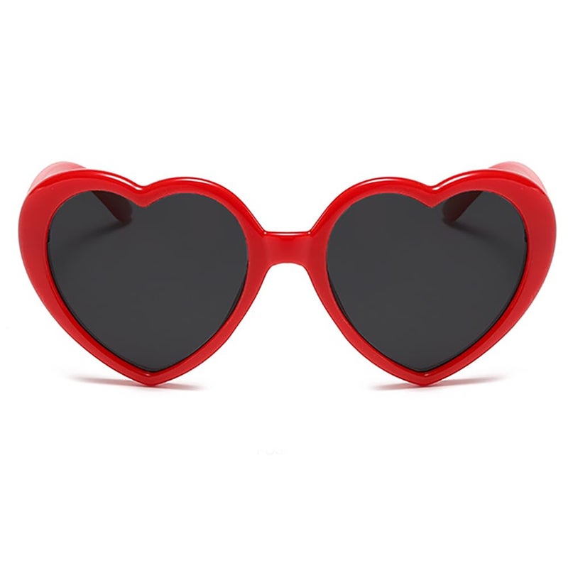 Armear Women Fashion Oversized Heart Sunglasses Retro Lady Girl Cute Love Shaped Large Plastic Eyeglasses Red - Image 2
